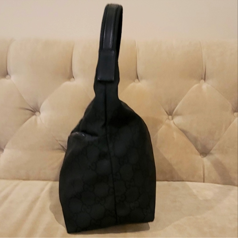 Authentic Gucci Black GG Monogram Nylon Canvas Hobo Vintage Bag. MA199 - Picture 2 of 16